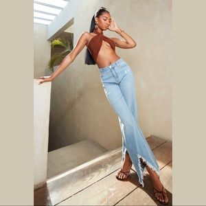 A-Line Destroyed Hem Jeans